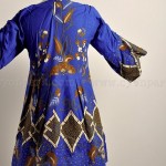 butik baju batik koleksi terbaru, batik fashion, atasan batik baju kerja baby doll batik v neck biru belakang