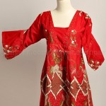 butik baju batik koleksi terbaru, batik fashion, atasan batik baju kerja baby doll batik v neck merah