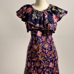 butik baju batik koleksi terbaru, batik fashion, atasan batik baju kerja batik dress pundak ruffle biru