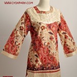butik baju batik koleksi terbaru, batik fashion, atasan batik baju kerja blouse batik satine Ainie merah cream