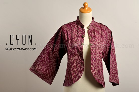 butik baju batik koleksi terbaru, batik fashion, atasan batik baju kerja bolero batik merah