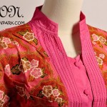 butik baju batik koleksi terbaru, batik fashion, atasan batik baju kerja kebaya kerah koko shocking pink detail