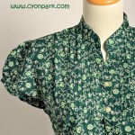 butik baju batik koleksi terbaru , batik fashion, dress batik, mini dress, blouse kerah koko hijau detail depan