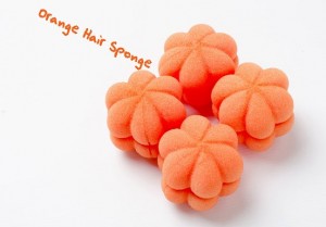 orange shape hair roller, orange hair sponge, hair curling sponge