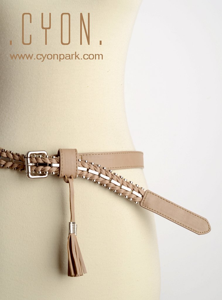 ikat pinggang, belt, fashion belt, faux leather belt,braided steel belt light brown detail