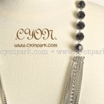 Kalung Rantai tumpuk with black beads detail,necklace, accessories