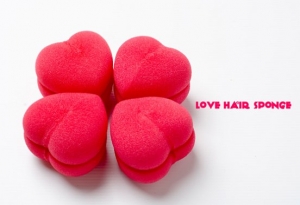 love shape hair roller, heart hair sponge, hair curling sponge