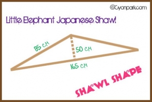 syal japanese triangle shawl measurement