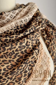 syal, shawl, scraft, japanese shawl,detail leopard shawl