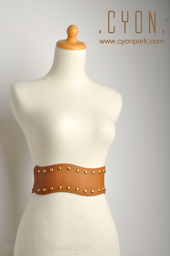 ikat pinggang , belt, fashion belt, ikat pinggang faux leather,nailed wave belt brown