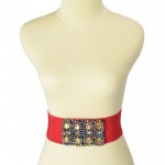ikat-pinggang-karet,-obi-gesper-wanita-belt-fashion-flower-beads-red